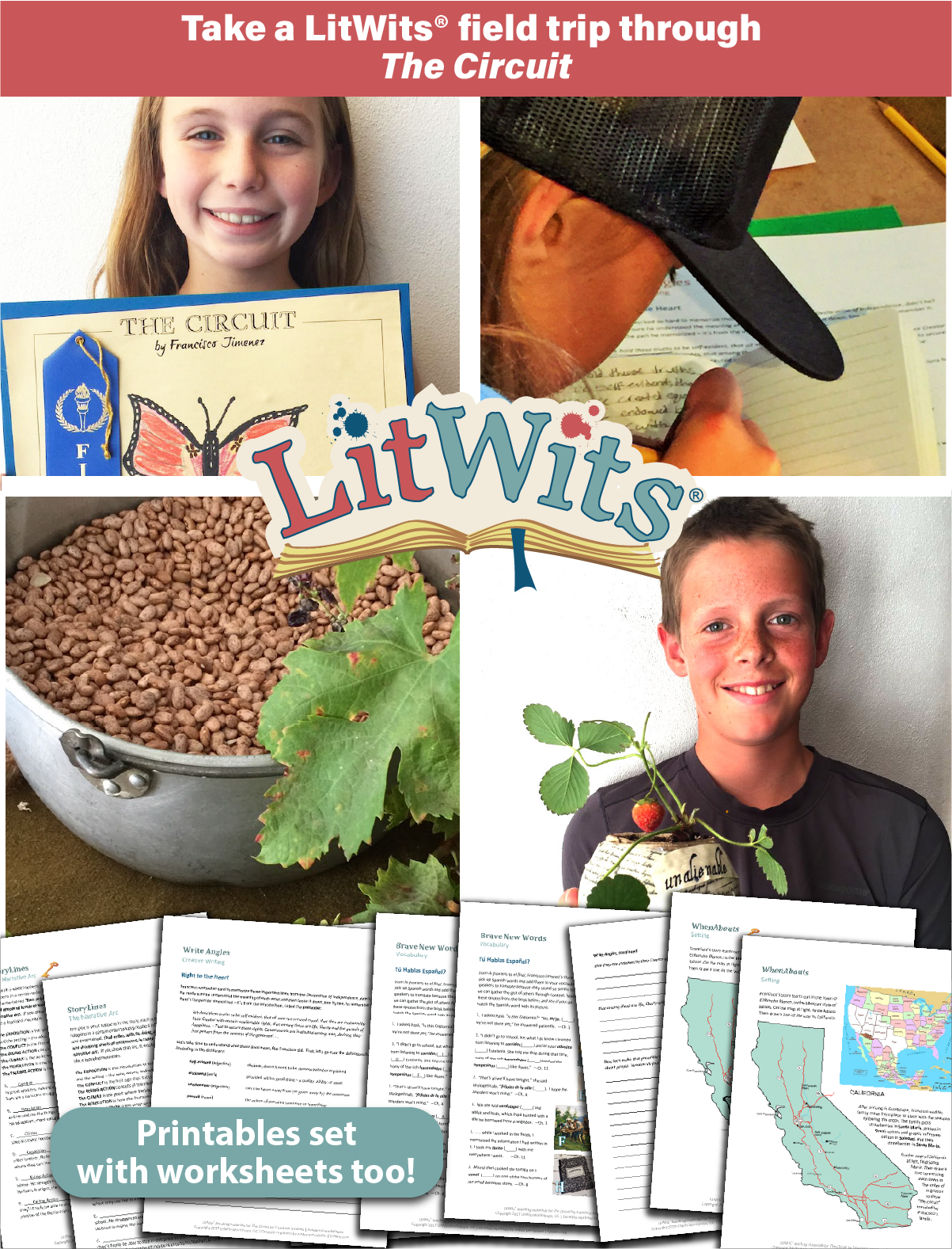 Images of kids having fun "doing" a great book, using LitWits creative teaching ideas and printables.