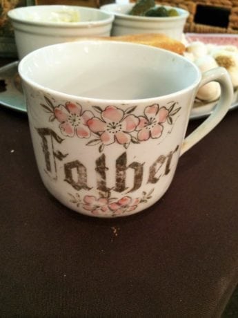 Father's shaving mug, from the chapter "Papa's Birthdayl" - a story prop idea for teaching for teaching All-of-a-Kind Family by Sydney Taylor, from LitWits Workshops