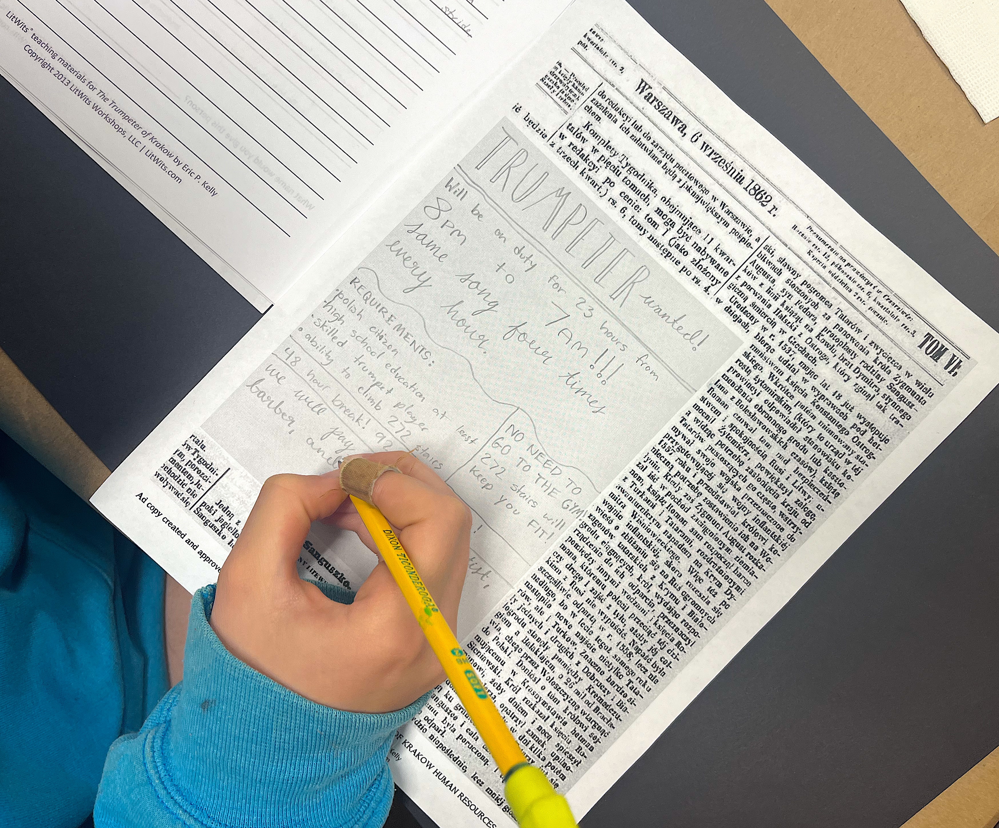 Creative activities projects and worksheets  for teaching THE TRUMPETER OF KRAKOW by Eric P. Kelley