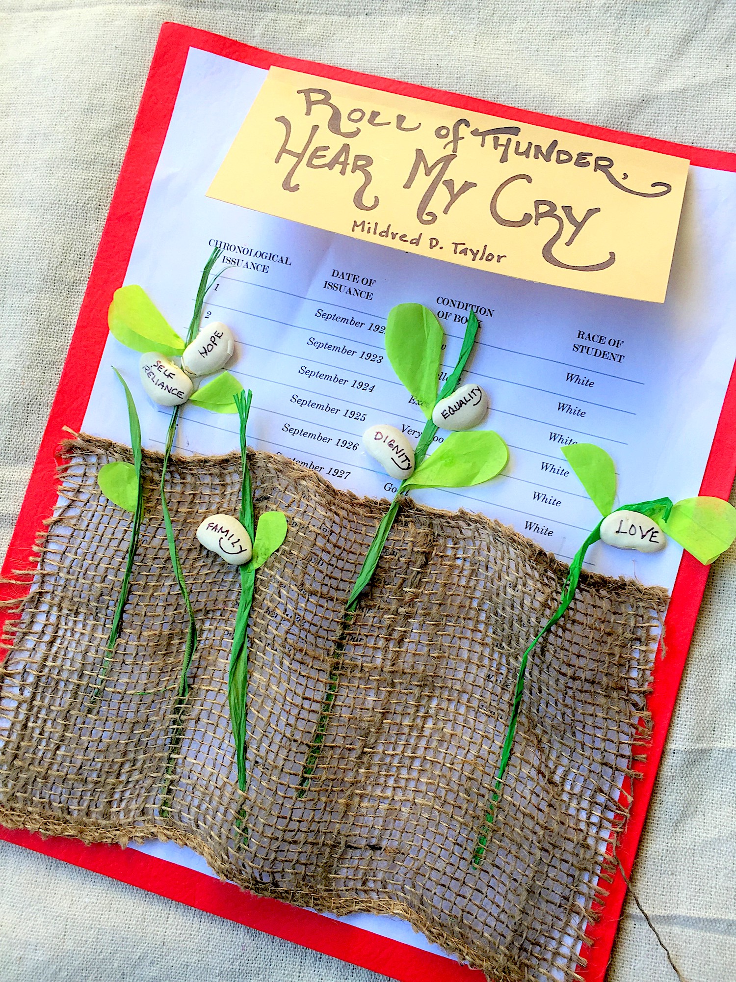 Creative activity idea for teaching ROLL OF THUNDER, HEAR MY CRY by Mildred D. Taylor