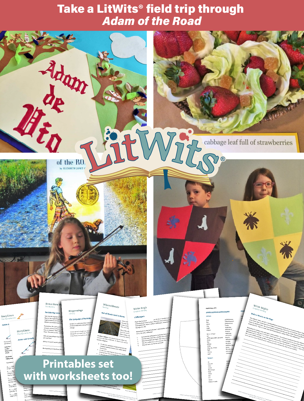 Images of kids having fun "doing" a great book, using LitWits creative teaching ideas and printables.