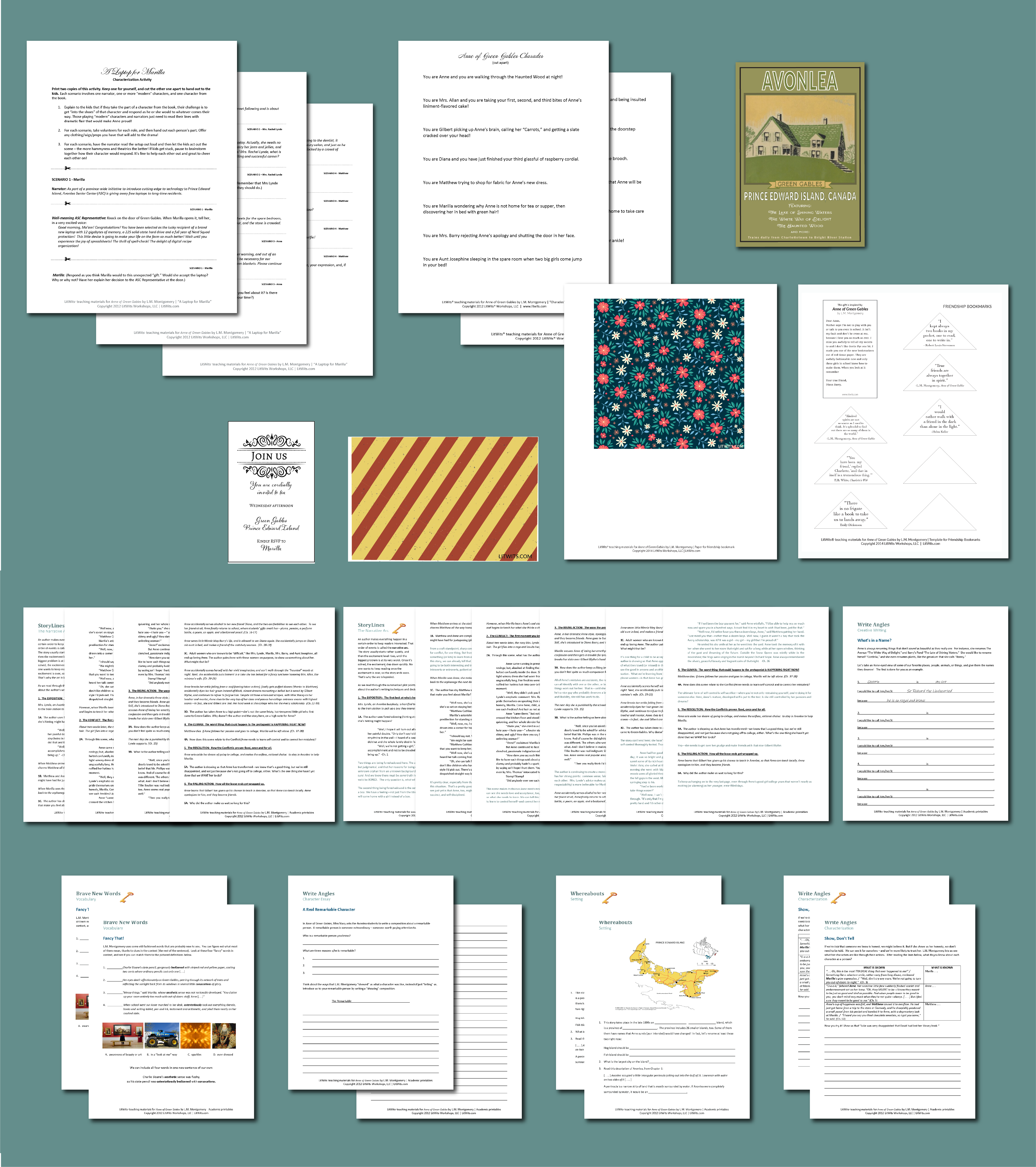 Preview of the LitWits Printables Set for teaching ANNE OF GREEN GABLES by L.M. Montgomery