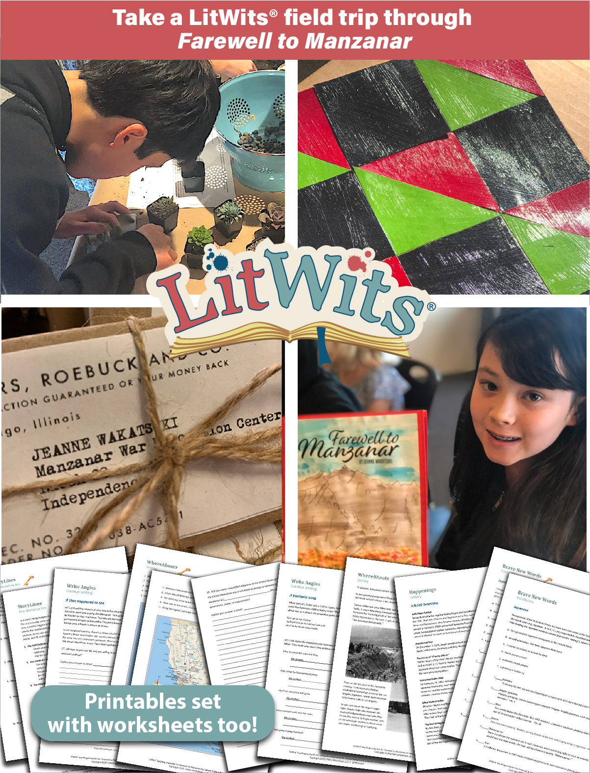 Images of kids having fun "doing" a great book, using LitWits creative teaching ideas and printables.