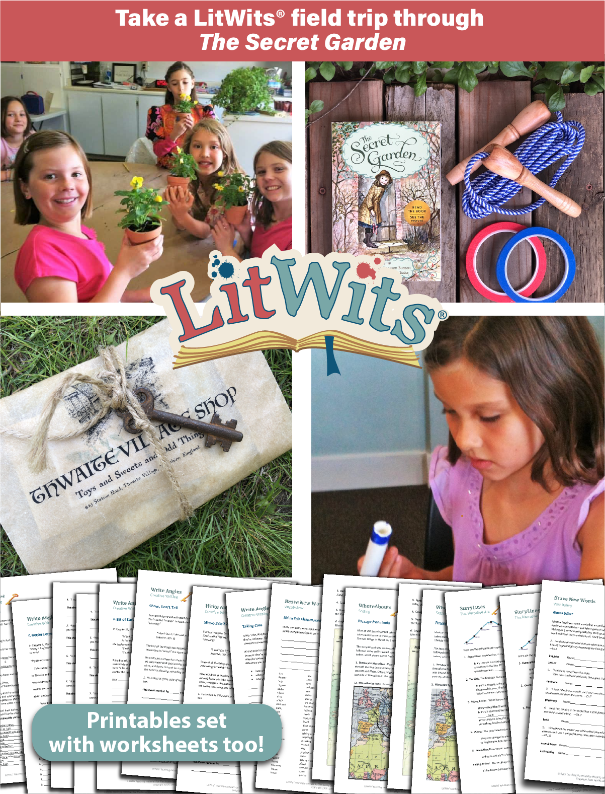 Images of kids having fun "doing" a great book, using LitWits creative teaching ideas and printables.