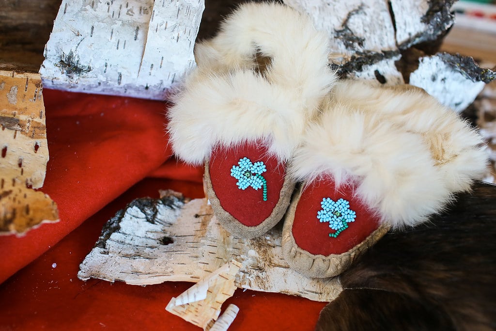 Authentic Ojibwa Ojibwe Chippewa moccasins - a story prop idea for teaching THE BIRCHBARK HOUSE by Louise Erdrich