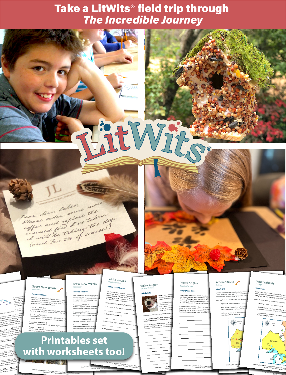 Images of kids having fun "doing" a great book, using LitWits creative teaching ideas and printables.