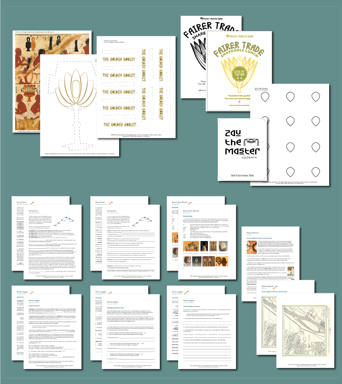 Preview of the LitWits Printables Set for THE GOLDEN GOBLET by Eloise Jarvis McGraw