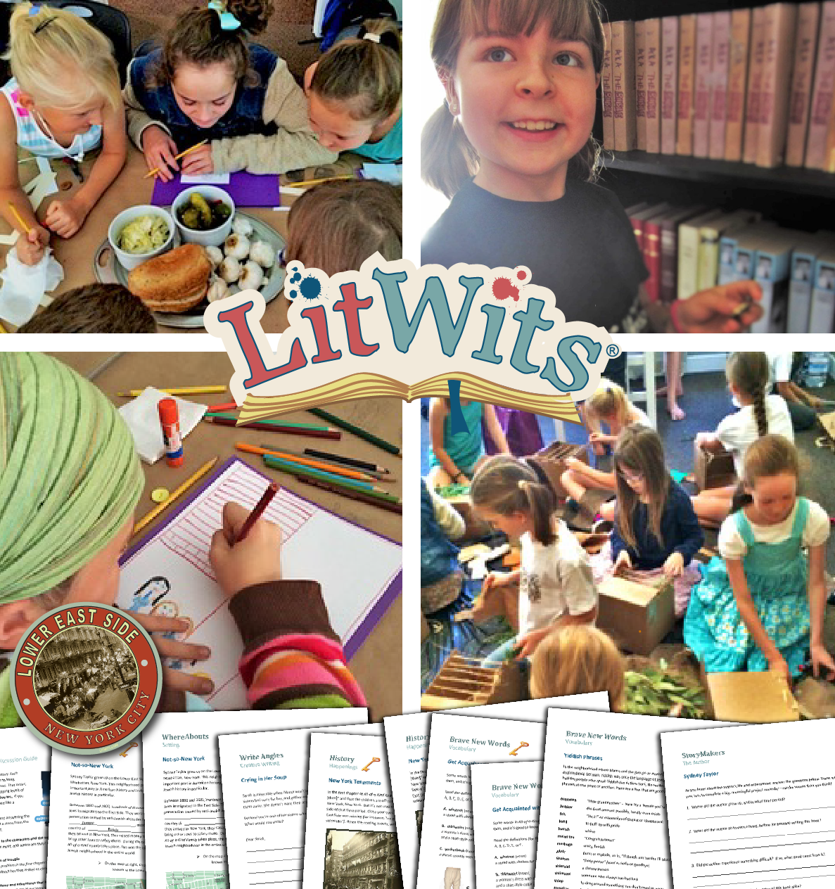 Images of kids having fun "doing" a great book, using LitWits creative teaching ideas and printables.