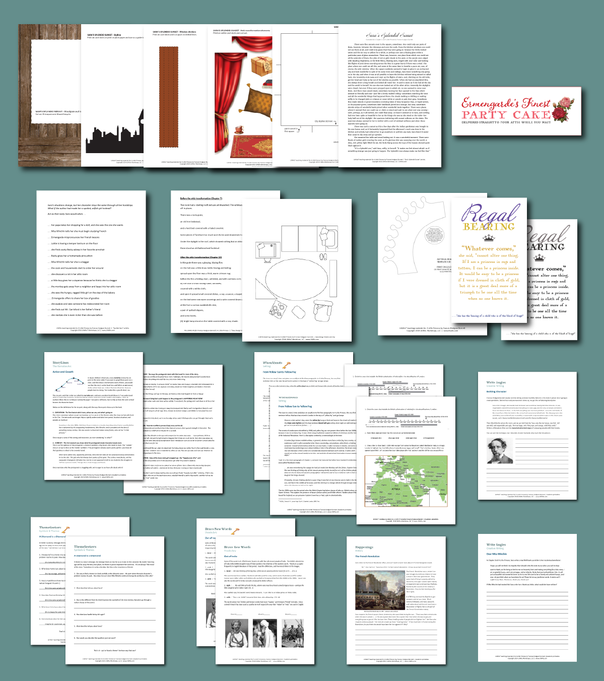 Preview of the LitWits Printables Set for A LITTLE PRINCESS by Frances Hodgson Burnett