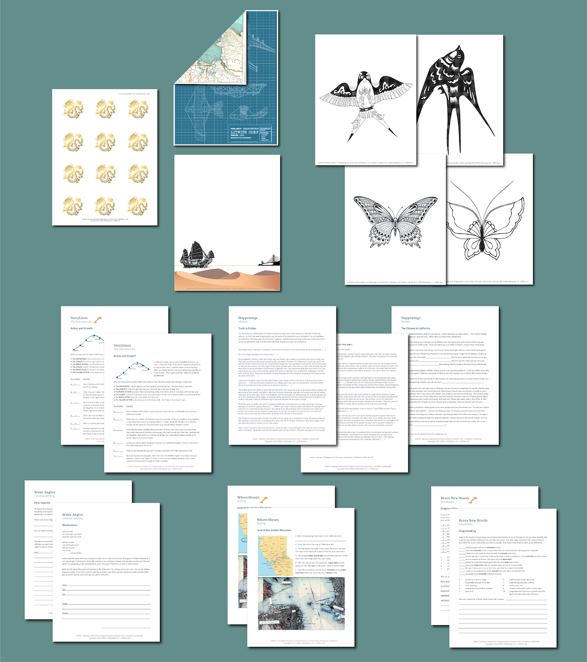 Preview of the LitWits Printables Set for DRAGONWINGS by Laurence Yep