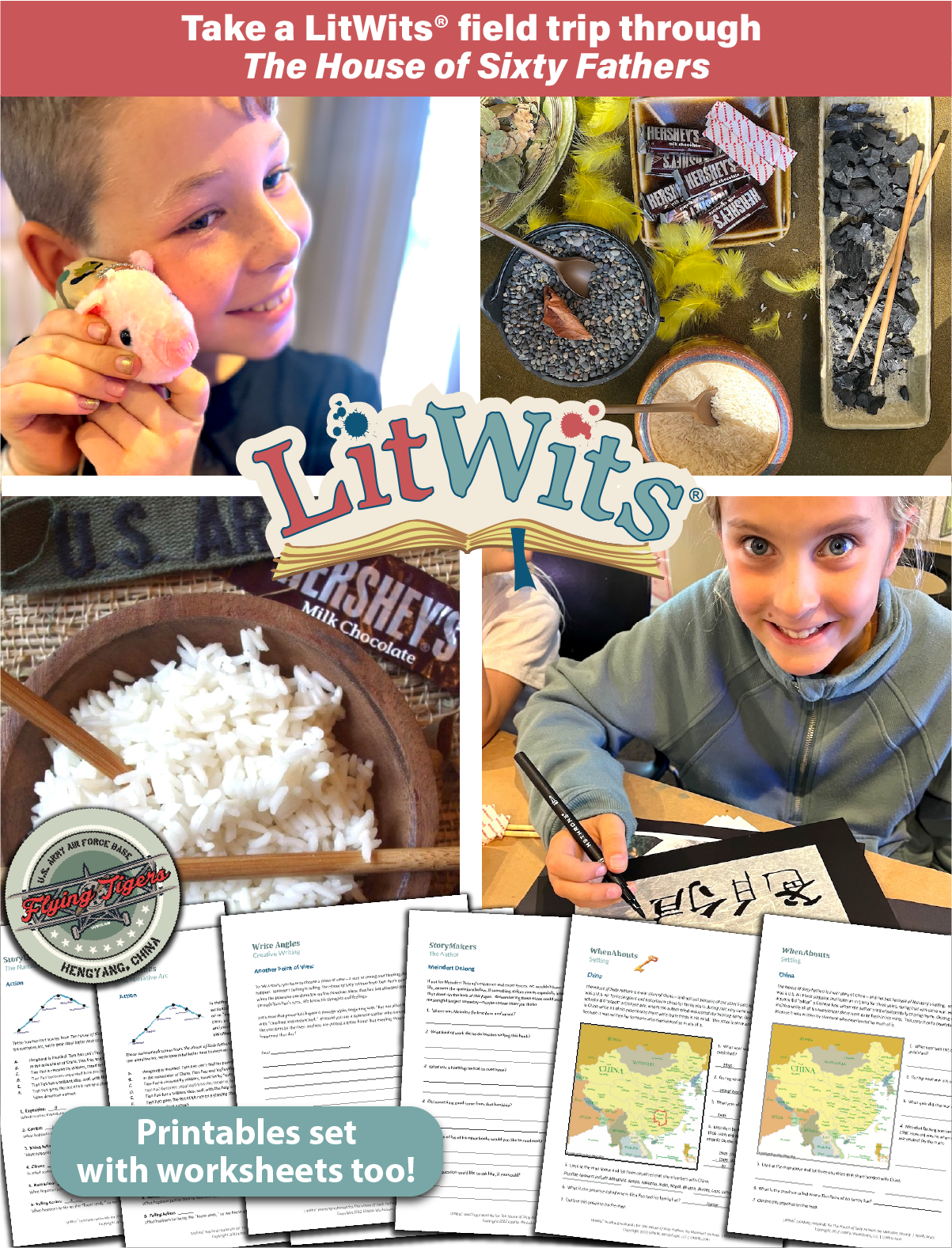 Images of kids having fun "doing" a great book, using LitWits creative teaching ideas and printables.