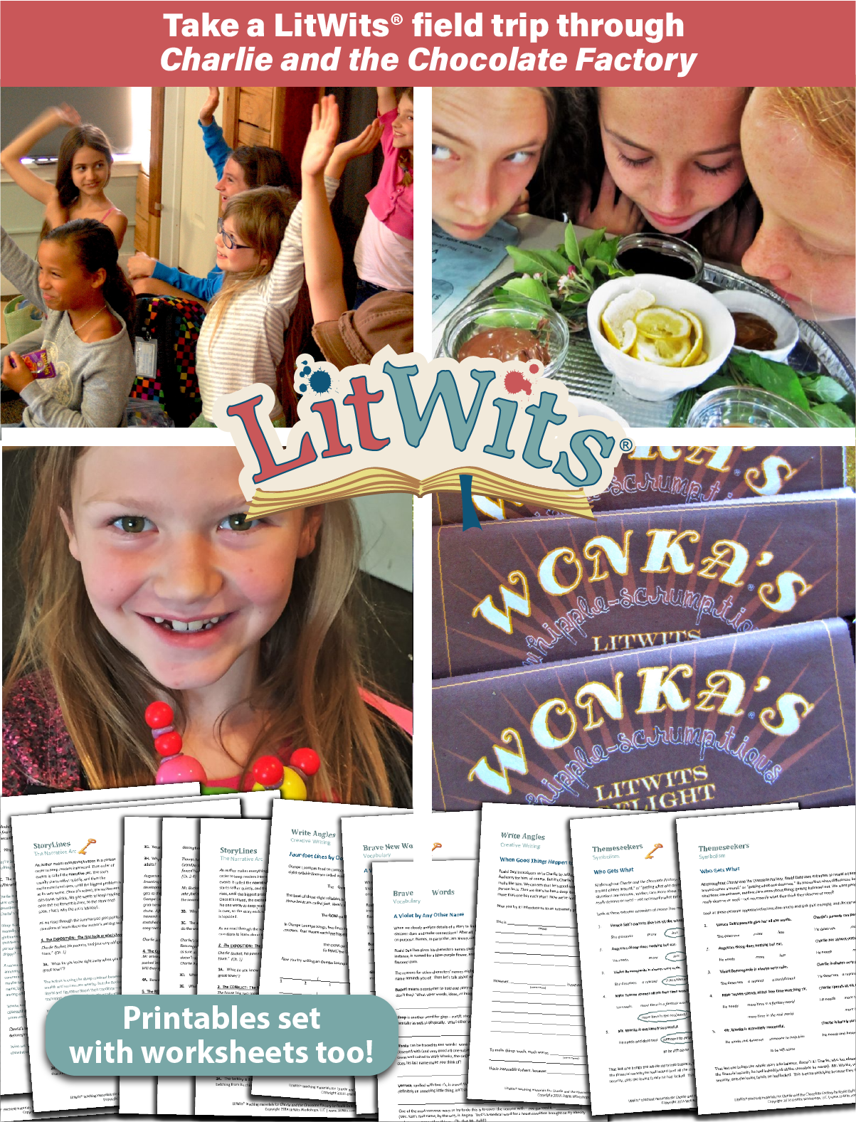 Images of kids having fun "doing" a great book, using LitWits creative teaching ideas and printables.