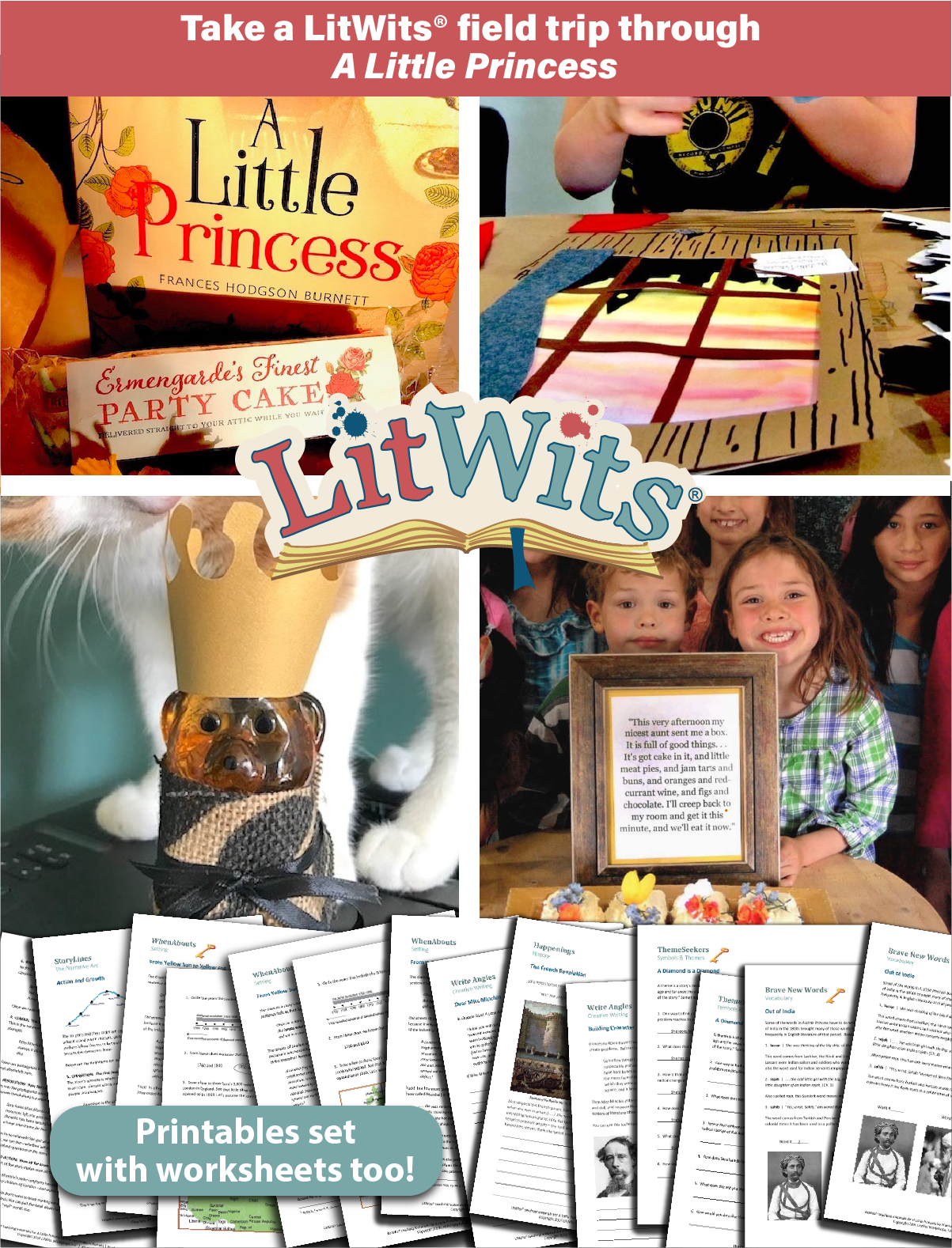 Images of kids having fun "doing" a great book, using LitWits creative teaching ideas and printables.