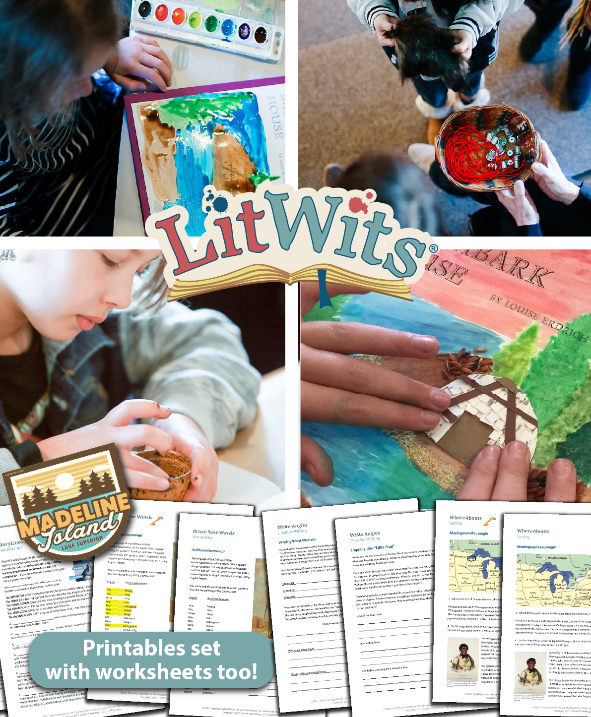 Activity ideas for teaching THE BIRCHBARK HOUSE by Louise Erdrich - Kids ages 7-12 having fun experiencing and making what the characters did.